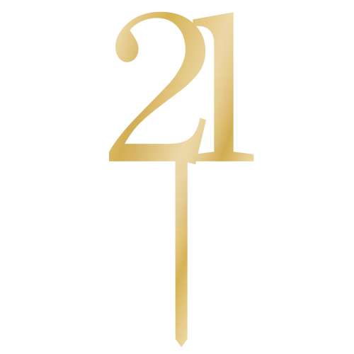 21 Gold Acrylic Cake Topper #2 - Click Image to Close